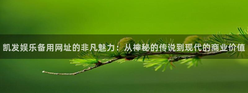 星耀国际登录网：凯发娱乐备用网址的非凡魅力：从神秘的传说到现代的商业价值